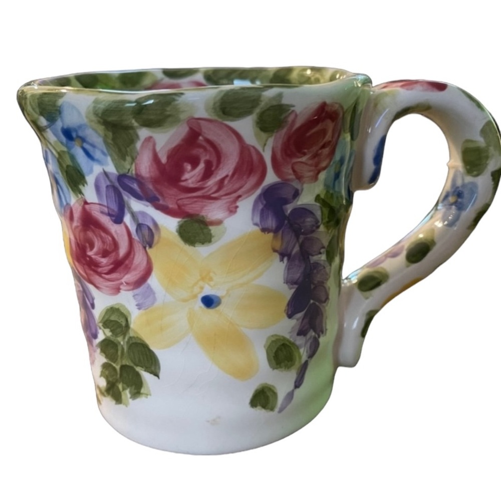 Jardine Hand Painted Collection Water Color Floral Coffee Mug Flowers Inside